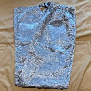Vintage Valerie Stevens Grey Silver Silky Pajama Pants Snake Print Sz S